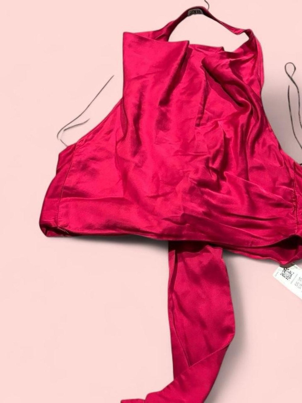 Zara Satin Halter Sleep Top in Hot Pink